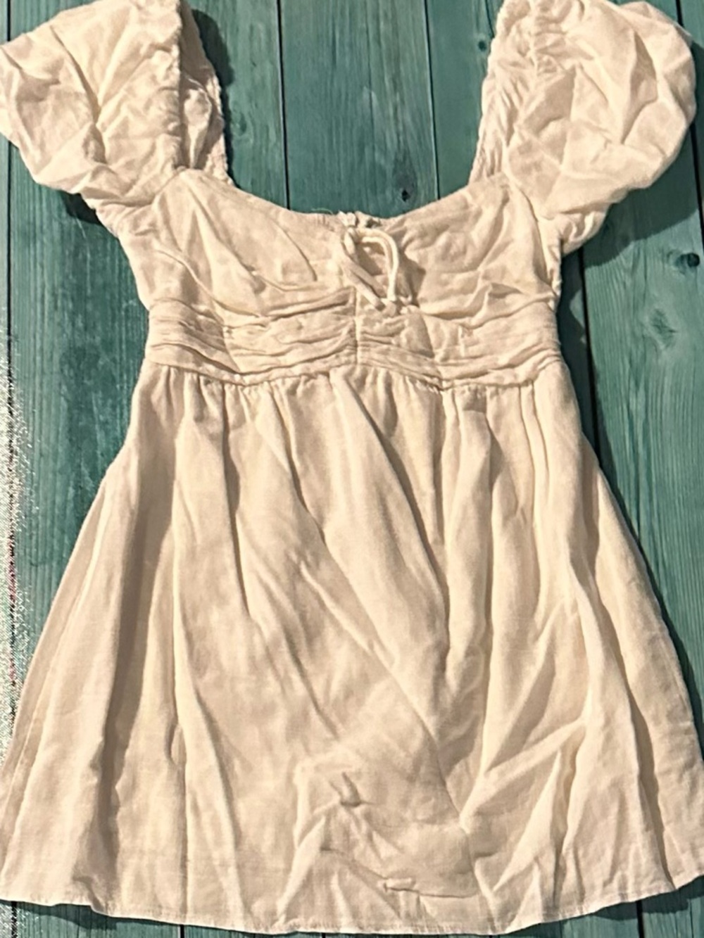 Hello Molly White Puff Sleeve Empire Waist Dress